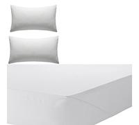 Olivia Rocco Percale Extra Deep Fitted Sheet, Non iron, 180 TC, 12"(30cm) Box (Single, White)