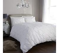 Olivia Rocco Pintuck Duvet Cover Set Pinch Pleat Design includes Pillowcases Easy Care Soft Cotton Rich Quilt Bedding Bed Covers, Super King White