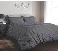Olivia Rocco Pintuck Duvet Cover Set Pinch Pleat Design includes Pillowcases Easy Care Soft Cotton Rich Quilt Bedding Bed Covers, Double Charcoal