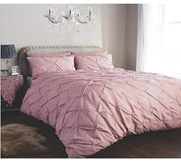 Olivia Rocco Pintuck Duvet Cover Set Pinch Pleat Design includes Pillowcases Easy Care Soft Cotton Rich Quilt Bedding Bed Covers, Super King Pink