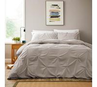 Olivia Rocco Pintuck Duvet Cover Set with Pillowcases Easy Care Bedding Set Soft Breathable Modern Design Quilt Bedding Bed Linen Sets, Natural Double