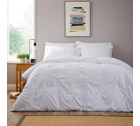 Olivia Rocco Pintuck Duvet Cover Set with Pillowcases Easy Care Bedding Set Soft Breathable Modern Design Quilt Bedding Bed Linen Sets, White Double
