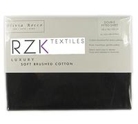 Olivia Rocco Plain Dyed Flannelette Fitted Sheet, 160 GSM 100% Pure Cotton Bed Sheet (Double, Black)