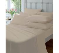 Olivia Rocco Plain Dyed Flannelette Fitted Sheet, 160 GSM 100% Pure Cotton Bed Sheet (Double, Natural)