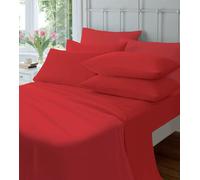 Olivia Rocco Plain Dyed Flannelette Fitted Sheet, 160 GSM 100% Pure Cotton Bed Sheet (Double, Red)