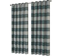Olivia Rocco Printed Blackout Eyelet Curtains Black Out Thermal Insulated Ring Top Curtain Room Darkening Pair Window Treatment For Living And Bedroom, Check Emerald 55 x 54