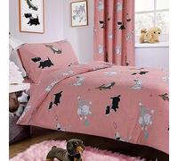 Olivia Rocco Pups Pink Duvet Cover Set Super Soft Lightweight Bedding Set with Pillowcase Dog Animal Printed Pattern, Double