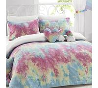 Olivia Rocco Rainbow Multi Teddy Fleece Duvet Set Super Soft Quilt Set, Double Duvet Set