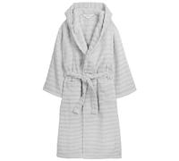 Olivia Rocco Ribbed Dressing Gown Soft Hooded Bathrobe Hydro Cotton Towelling Unisex Bath Robes, SILVER L/XL