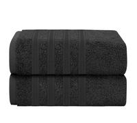 Olivia Rocco 8 Piece Towel Set Viscose Stripe Towel Bale 2 Bath Towels 2 Hand Towels and 4 Washcloths Cotton Hotel Quality Super Soft and Highly Absorbent (Black, 2 PK Jumbo Bath Sheets)