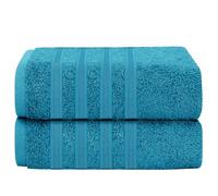 Olivia Rocco Ritz Collection 2 Pack Jumbo Bath Sheet Viscose Stripe Towels Range Highly Absorbent and Super Soft Extra Large Bathsheets Towel Sets, Teal