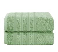 Olivia Rocco Ritz Collection 2 Pack Jumbo Bath Sheet Viscose Stripe Towels Range Highly Absorbent and Super Soft Extra Large Bathsheets Towel Sets, Sage Green