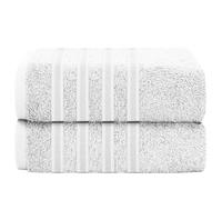 Olivia Rocco Ritz Collection 2 Pack Jumbo Bath Sheet Viscose Stripe Towels Range Highly Absorbent and Super Soft Extra Large Bathsheets Towel Sets, White
