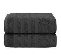 Olivia Rocco Ritz Collection 2 Pack Jumbo Bath Sheet Viscose Stripe Towels Range Highly Absorbent and Super Soft Extra Large Bathsheets Towel Sets, Charcoal