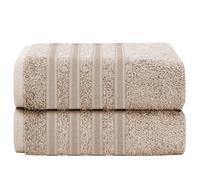 Olivia Rocco Ritz Collection 2 Pack Jumbo Bath Sheet Viscose Stripe Towels Range Highly Absorbent and Super Soft Extra Large Bathsheets Towel Sets, Taupe