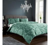 Olivia Rocco Royal Damask Duvet Cover Set Easy Care Quilt Covers With Pillowcases Cotton Rich Reversible Bedding Bed Linen Sets, Emerald Green King