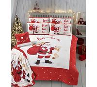 Olivia Rocco Santa Teddy Duvet Cover Set Xmas Father Christmas Soft Fleece Easy Care Warm Winter Printed Super Soft Quilt Bedding Bed Sets With Pillowcase (Double)
