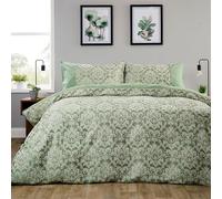 Olivia Rocco Savoy Jacquard Duvet Cover Set Quilted Bedding Covers with Pillowcases, Sage Green King
