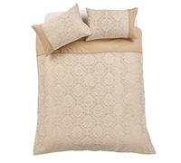 Olivia Rocco Savoy Jacquard Duvet Set Easy Care Double King Super King Size Quilt Covers & Pillowcases Bedding, Super King, Gold