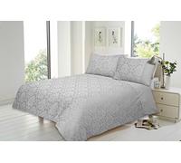Olivia Rocco Savoy Jacquard Luxurious Duvet Cover Sets Quilt Cover Sets Bedding Sets (Silver, Single)