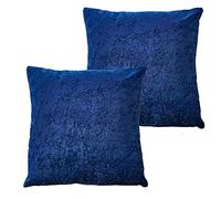 Olivia Rocco Set Of 2 Crushed Velvet Cushion Cover 43 x 43cm Sofa Bed Chair Soft Smooth Washable Square Cushions Decorative Pillows With Invisible Zipper For Couch Bedroom Living Room, Navy
