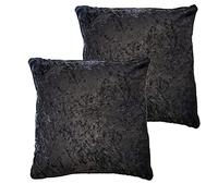 Olivia Rocco Set Of 2 Crushed Velvet Cushion Cover 43 x 43cm Sofa Bed Chair Soft Smooth Washable Square Cushions Decorative Pillows With Invisible Zipper For Couch Bedroom Living Room, Black
