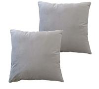 Olivia Rocco Set Of 2 Plain Velvet Cushion Cover 43 x 43cm Sofa Bed Chair Soft Smooth Washable Square Cushions Decorative Pillows With Invisible Zipper For Couch Bedroom Living Room, Silver