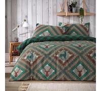 Olivia Rocco Skye Duvet Cover Set Stag Printed Design Easy Care Reversible Bedding Quilt Covers Polycotton Bed Linen with Pillowcases, King