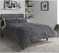 Olivia Rocco Snuggle Duvet Cover Set Super Soft Fluffy Quilt Sets Warm Cosy Winter Bedding, Double Charcoal