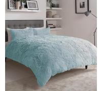 Olivia Rocco Snuggle Duvet Cover Set Super Soft Fluffy Quilt Sets Warm Cosy Winter Bedding, Duck egg Double