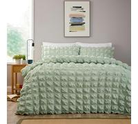Olivia Rocco Soho Duvet Cover Set with Pillowcases Quilted Design Super Soft Bedding Easy Care Bed Linen Sets, Sage Green Double