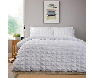 Olivia Rocco Soho Duvet Cover Set with Pillowcases Quilted Design Super Soft Bedding Easy Care Bed Linen Sets, White Single