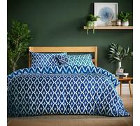 Olivia Rocco Super Soft Flannel Duvet Cover Set Quilt Bedding Covers with Pillowcases Luxurious Colourful Checked Printed Design Reversible Pattern for Comfort Sleep, Madeira Sapphire Double