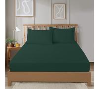 Olivia Rocco Super Soft Plain Dye Fitted Sheets Bedding BedSheets Durable Easy Care Thermal Warm Cosy Bed Linen Luxurious Comfort and Long Lasting Quality 30cm Deep, 3/4 BED EMERALD GREEN
