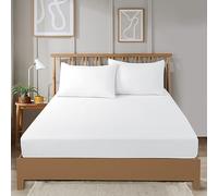 Olivia Rocco Super Soft Plain Dye Fitted Sheets Bedding BedSheets Durable Easy Care Thermal Warm Cosy Bed Linen Luxurious Comfort and Long Lasting Quality 30cm Deep, 3/4 BED WHITE