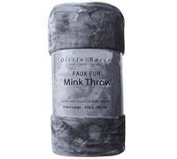 Olivia Rocco Super Soft Raschel Sofa Bed Throw, Faux Fur Mink Blanket Settee Throws, Double King Size, Charcoal, Large 150 x 200 cm