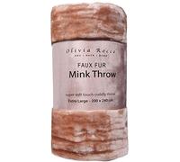 Olivia Rocco Super Soft Raschel Sofa Bed Throw, Faux Fur Mink Blanket Settee Throws, Double King Size, Mink, Large 150 x 200 cm