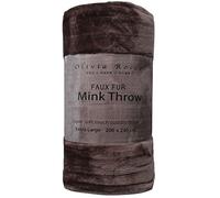 Olivia Rocco Super Soft Raschel Sofa Bed Throw, Faux Fur Mink Blanket Settee Throws, Double King Size, Chocolate, X Large 200 x 240 cm