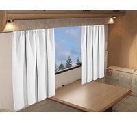 Olivia Rocco Tape Top Plain Woven Blackout Curtains For Caravans Motorhome Campervan Pelmet Pencil Pleat Panels Plain Fabric (White, 114 x 121 cm)