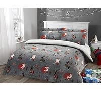 Olivia Rocco Teddy Duvet Cover Set Fleece Soft Fluffy Quilt Sets Thermal Warm Xmas Festive Bedding, Double