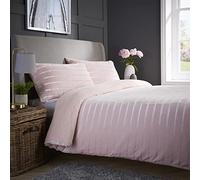 Olivia Rocco Teddy Duvet Cover Set Stripe Fleece Soft Fluffy Quilt Sets Thermal Warm Cosy Snug Bedding, King Pink