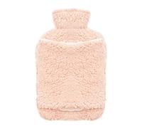 Olivia Rocco Teddy Faux Fur Hot Water Bottle with Pocket, Hot Water Bag for Hot and Cold Compress, Hand Feet Warmer, Neck and Shoulder Pain Relief (Pink)