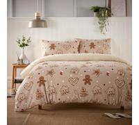 Olivia Rocco Teddy Fleece Duvet Cover Set Printed Super Soft Quilt Bedding Sets Warm Winter with Pillowcase (Ginger Bread & Candy Canes, King)