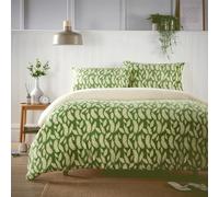 Olivia Rocco Teddy Fleece Duvet Cover Set Printed Super Soft Quilt Sets Check Stars Stag Design Warm Winter Bedding With Sherpa Reverse (Double, Floral Leafs)