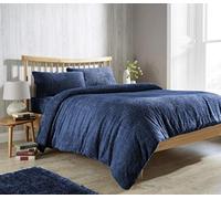 Olivia Rocco Teddy Fleece Duvet Cover Set Super Soft Warm Cosy Quilt Covers Bedding Sets With Pillowcases, Navy Super King