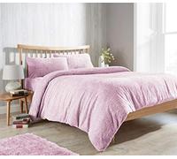 Olivia Rocco Teddy Fleece Duvet Cover Set Super Soft Warm Cosy Quilt Covers Bedding Sets With Pillowcases, Blush Pink King