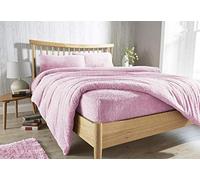 Olivia Rocco Teddy Fleece Extra Deep Fitted Sheet Cosy Warm Fluffy Fitted Bed Sheets, Blush Pink Pillowcases