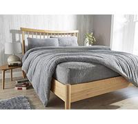 Olivia Rocco Teddy Fleece Extra Deep Fitted Sheet Cosy Warm Fluffy Fitted Bed Sheets, Double Grey
