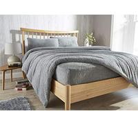 Olivia Rocco Teddy Fleece Extra Deep Fitted Sheet Cosy Warm Fluffy Fitted Bed Sheets, Single Grey