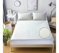 Olivia Rocco Waterproof Bamboo Quilted Mattress Protector Topper Anti Allergy Hypoallergenic Dust Mite Resistant Bed Bug Protection Extra Deep Mattress Cover Sheet (Single) White